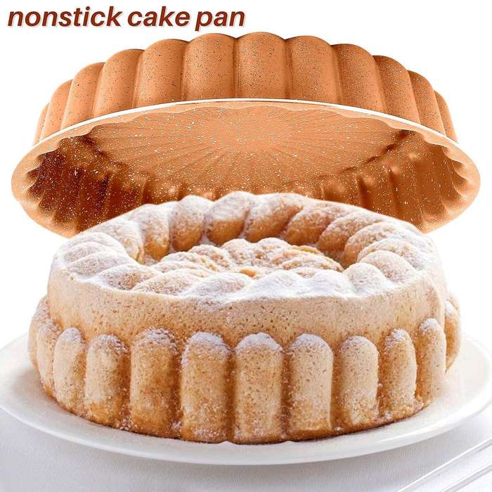Charlotte Cake Pan, 4-Layer Non-Stick Coating, Cast Aluminium Charlotte Cake Mold Quick Release Bake