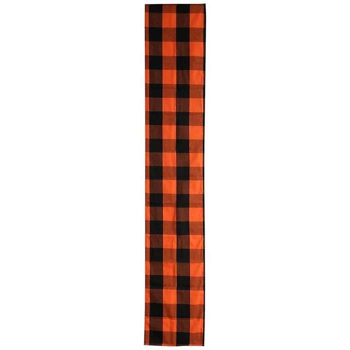 Check 13X70Inch Black and Orange Table Runner,Dinner Table Runners for Party Christmas Events Home D