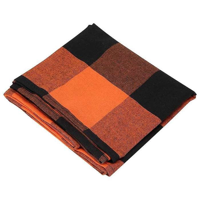 Check 13X70Inch Black and Orange Table Runner,Dinner Table Runners for Party Christmas Events Home D