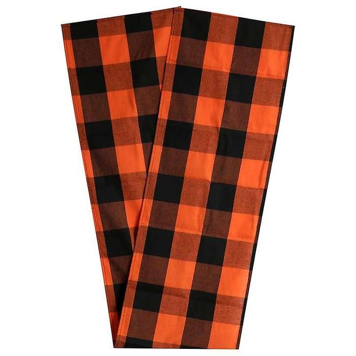 Check 13X70Inch Black and Orange Table Runner,Dinner Table Runners for Party Christmas Events Home D