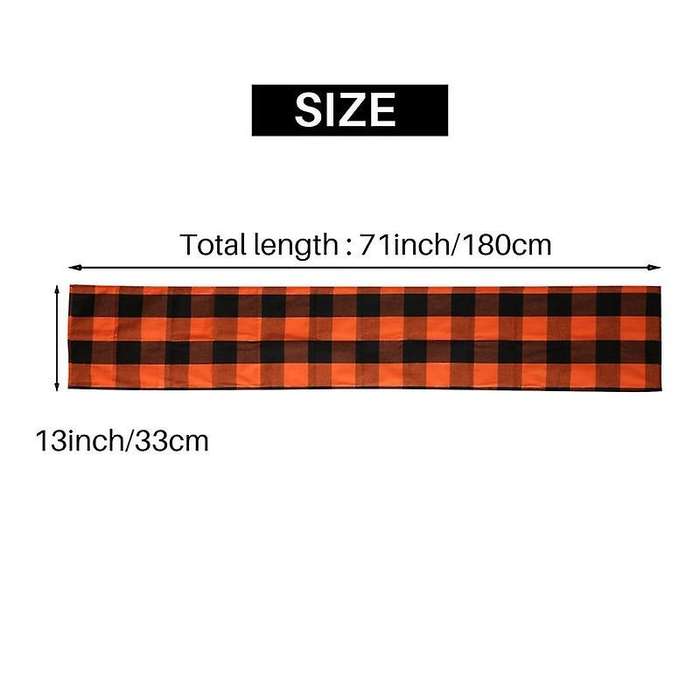 Check 13X70Inch Black and Orange Table Runner,Dinner Table Runners for Party Christmas Events Home D