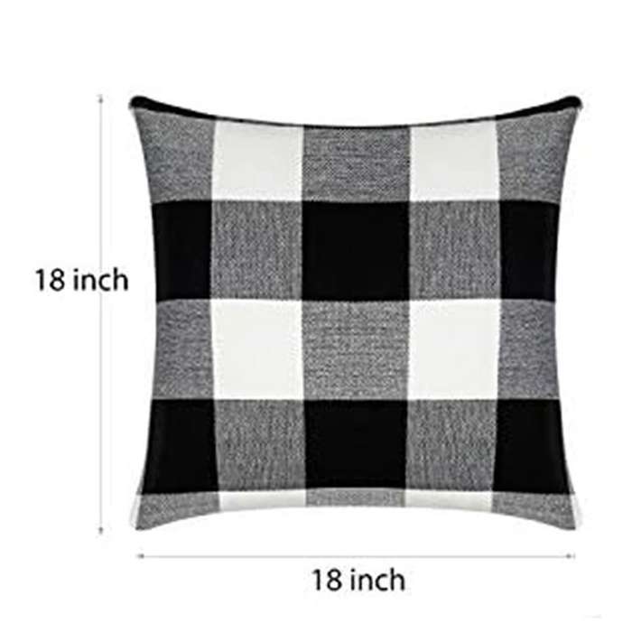 Check Throw Pillow Covers Farmhouse Outdoor- Square Pillow Cushion Case Black-and White Linen