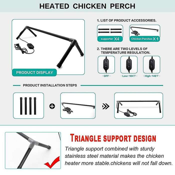 Chicken Heater Perch Heated Chick Perches Coop Heaters Stand Adjustable Constant Temperature Broode