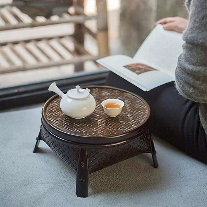 Chinese Style Handmade Bamboo Woven Tea Tray Tea Table Tea Set Box