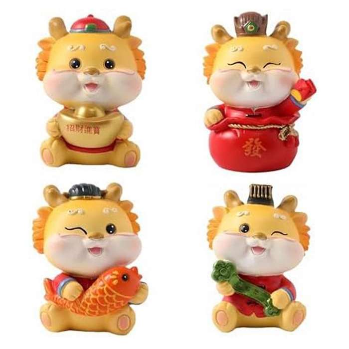 Chinese New Year Decorations 2024 Miniature Dragon Figures Year of the Dragon Zodiac Ornaments New Y