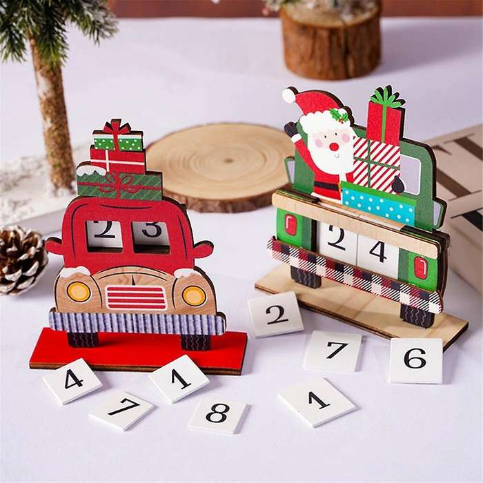 Christmas -calendar Santa Desktop Ornaments Wooden Christmas Countdown Calendar for Festive Home Ta
