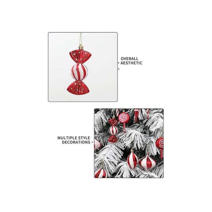 Christmas Candy Ornaments Red White Hanging Candy Cane Ornaments Decoration DIY Christmas