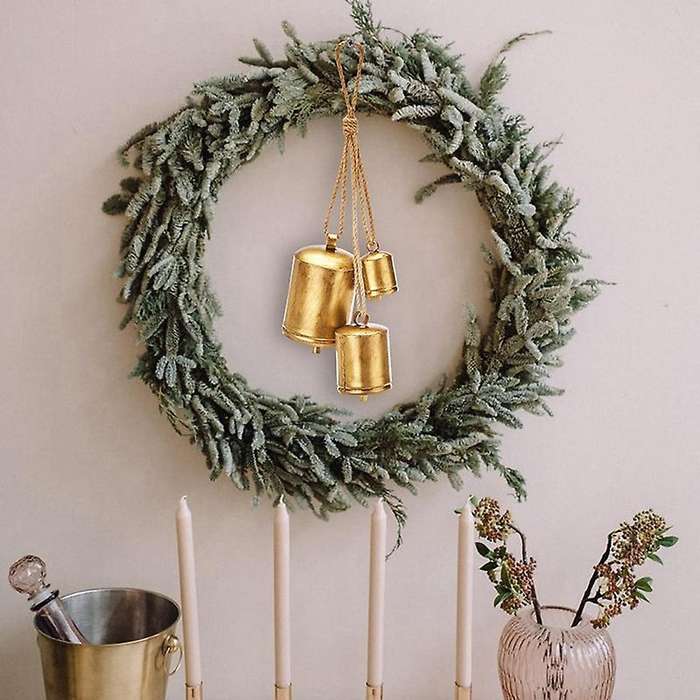 Christmas Bells Rustic Christmas Decor Vintage Style Brass Shabby Chic Decorations Set Of 3