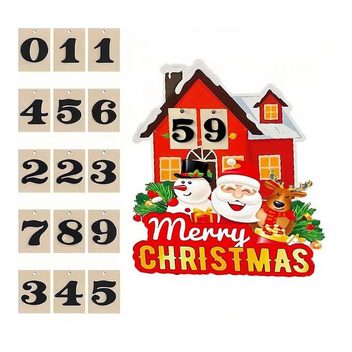 Christmas Calendar for Party Coffee House, Christmas Slogan Ornaments Santa Reindeer Merry
