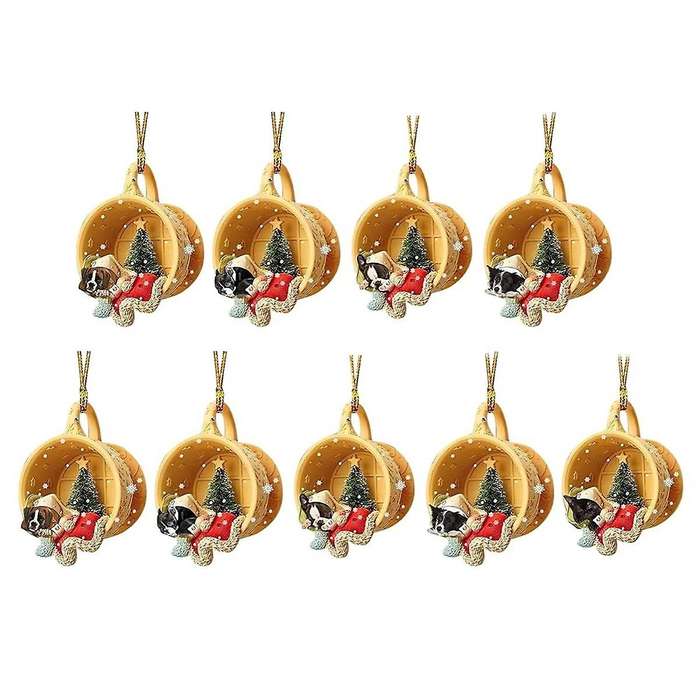 Christmas Cute Puppy Sleeping in Cup Hanging Ornaments Labrador Retriever Pendant Shepherd Dog Penda