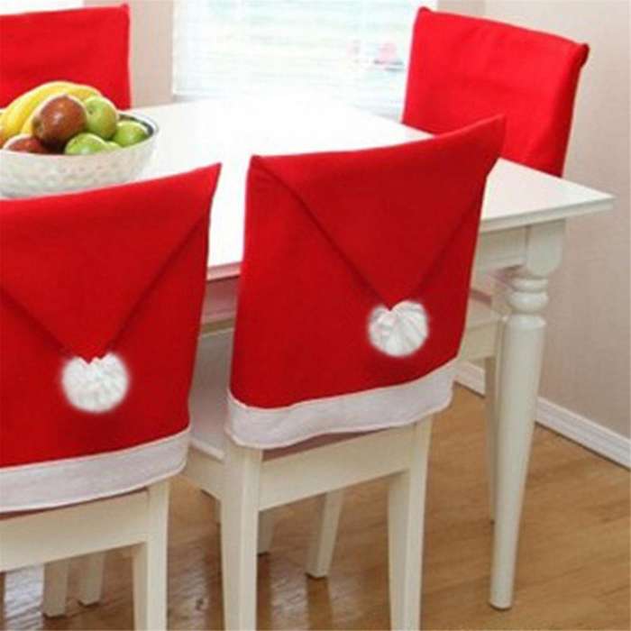 Christmas Decor 4pc Santa Hat Chair Covers Christmas Decor Dinner Chair Xmas Cap Sets