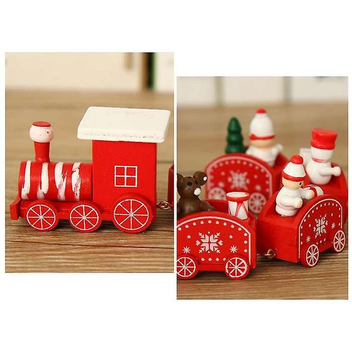 Christmas Decorations Cartoon Cute Mini Wooden Train Ornaments Kids Gift Toys for Party Kindergarten