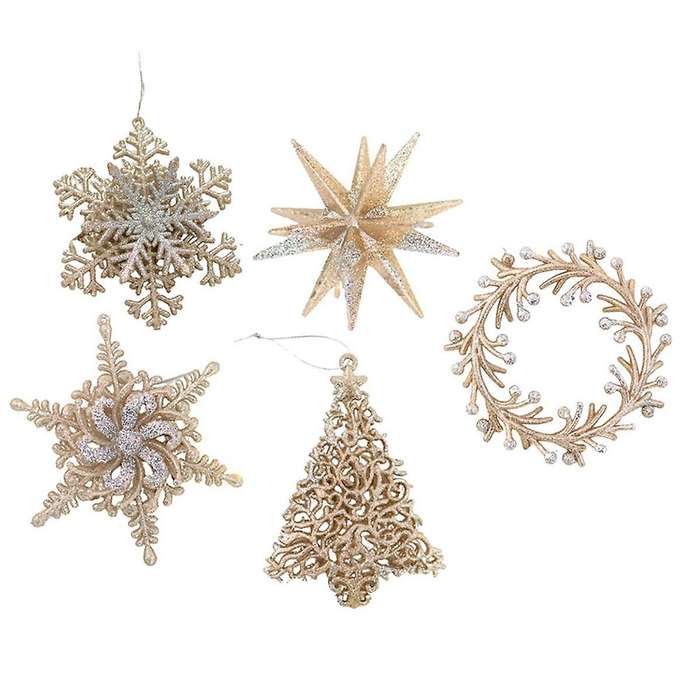 Christmas Glitter Pendant Snowflake Star Wreath Xmas Tree Hanging Ornaments Home Christmas New Year