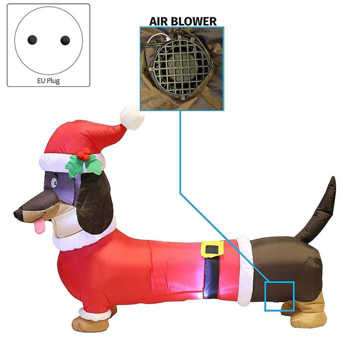 Christmas Inflatables Outdoor Decorations Wiener Dog and Dachshund for Lawn Yard Porch Xmas Party Ou
