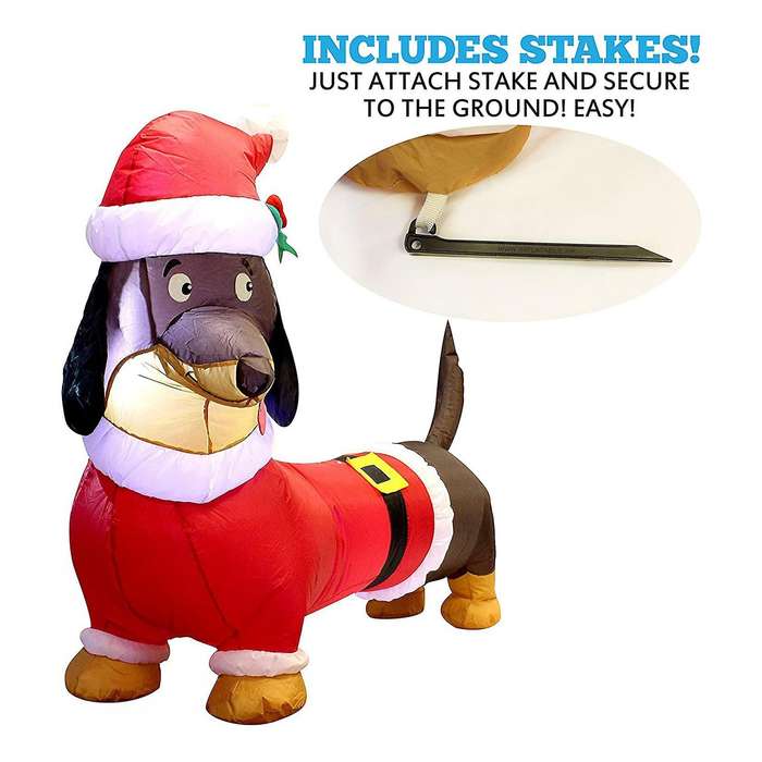 Christmas Inflatables Outdoor Decorations Wiener Dog and Dachshund for Lawn Yard Porch Xmas Party Ou
