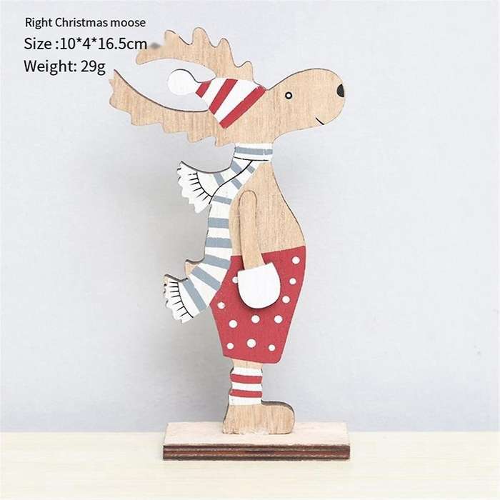 Christmas Home Decoration Wooden Christmas Decor Cartoon -deer Xmas Table Ornaments Christmas Reind