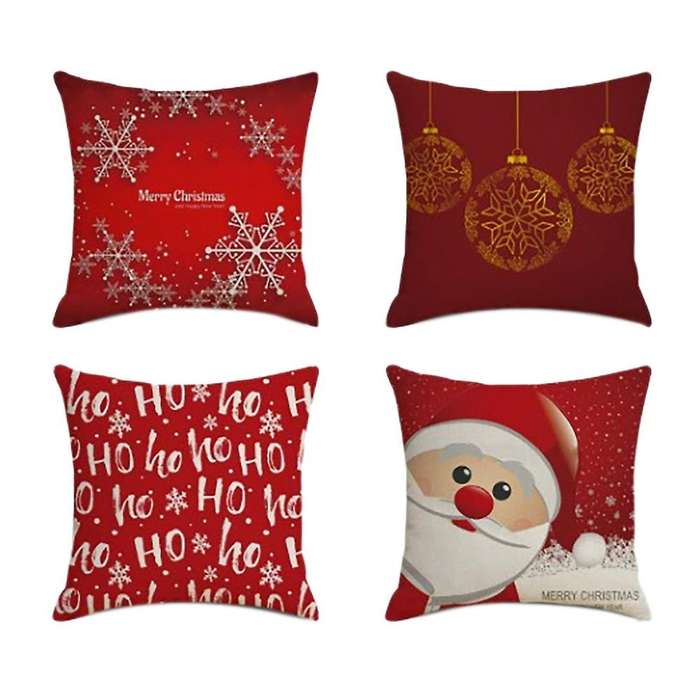 Christmas Happiness Square Pillowcase Home Decor Linen Pillow Cases Cushion CoveRS for Sofa New Pat