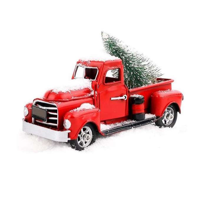 Christmas Metal Truck Ornament Christmas Gift Retro Red Truck Christmas Ornament Pickup Truck