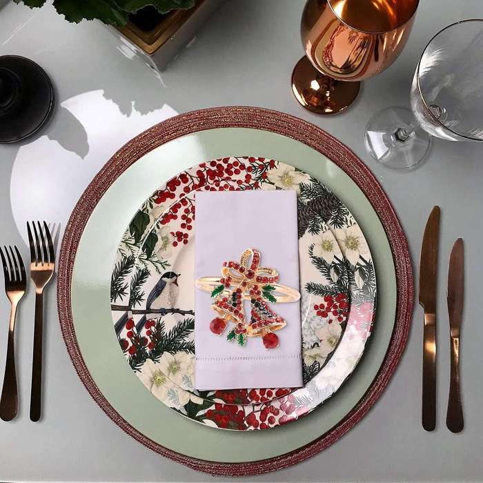 Christmas Napkin Rings Sets of 6 Pcs, Gold Napkin Ring Holders Metal Dinner Tables Rings for Christ