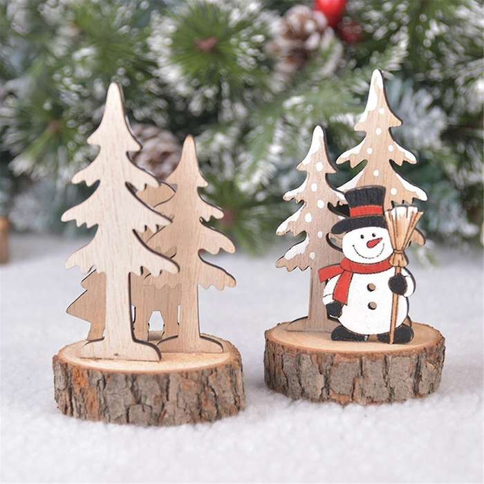 Christmas Ornament Wooden Table Decoration Christmas Tree Santa Snow Angel Type Home Ornaments Livin