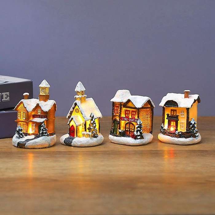 Christmas Party Home Decor Glowing Christmas Houses Village Christmas Decorations Snow House with Li