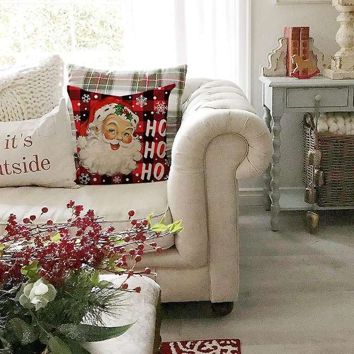Christmas Pillow Covers 18X18 Set of 4 for Christmas Decorations, Farmhouse Decor Throw Pillows Case