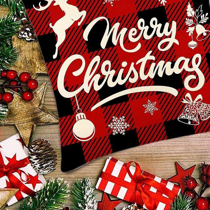 Christmas Pillow Covers 18X18 Set of 4, Holiday Throw Decor Cushion Couch Cases for Home Decorations
