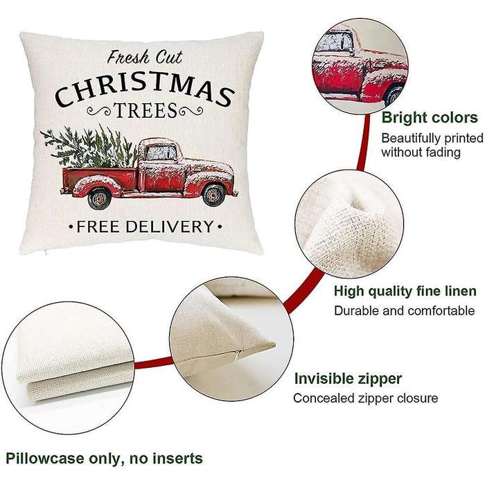 Christmas Pillow Covers 18X18 Set of 4 Throw Pillows Christmas Decoratives for Couch