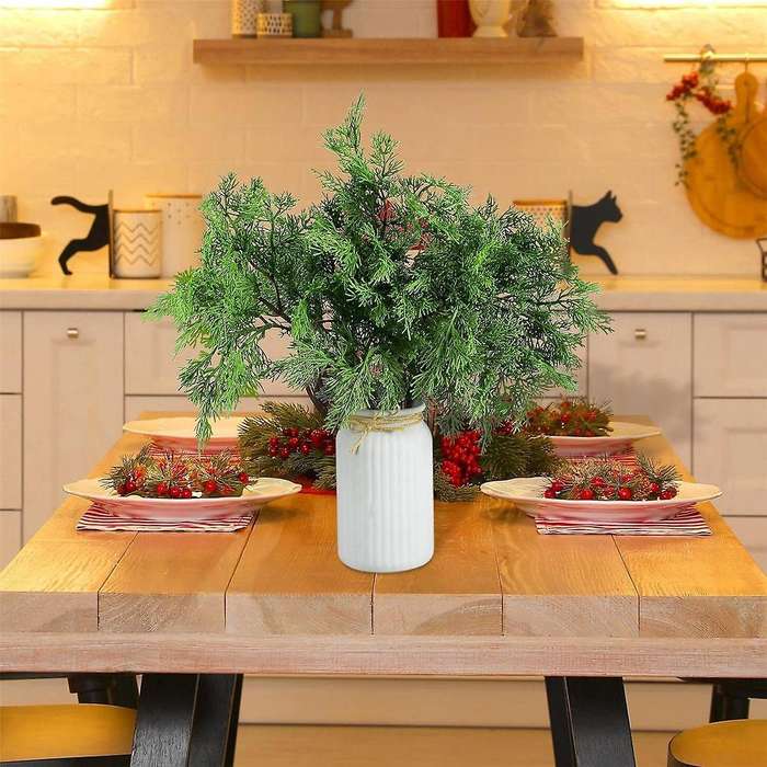 Christmas Pine Branches, 16.5 X 9 Inches Faux Branches Artificial Sprigs Picks (12 Pcs)