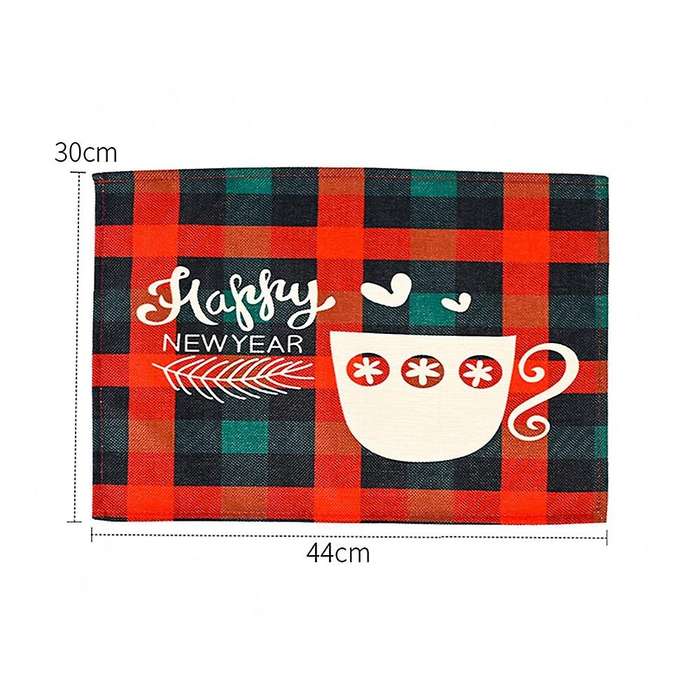 Christmas Placemats Set of 4, with Printed, Washable Xmas New Year Table Mats for Table Kitchen Deco