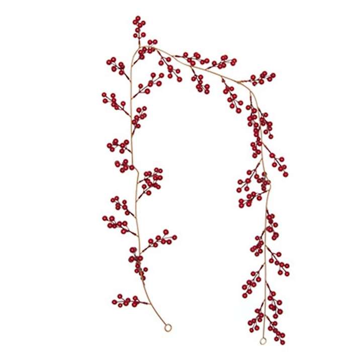 Christmas Red Berry Garland,Artificial Burgundy Red Pip Berry Garland