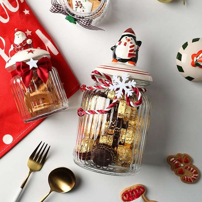 Christmas Sealed Jar Airtight Canister Kitchen Food Dried Fruit Tea Food Storage Bottle Candy Jar Or
