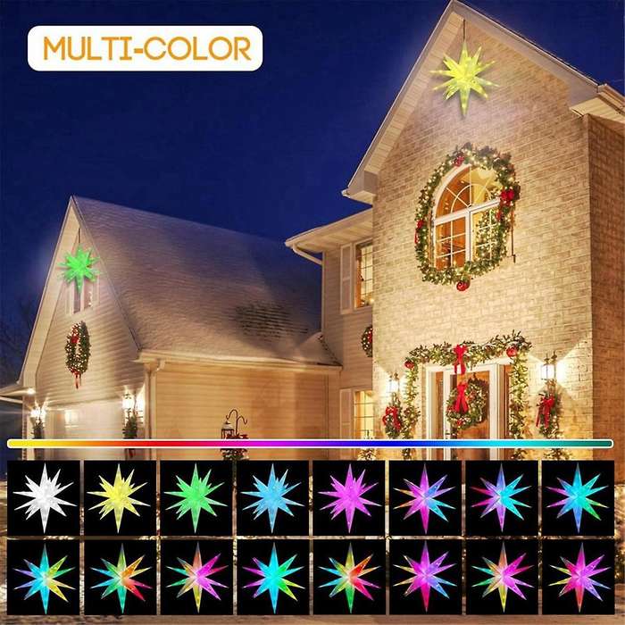 Christmas Star Tree Decor 3D Moravian Star Decor Bluetooth App Control Music Sync LED Christmas Ligh