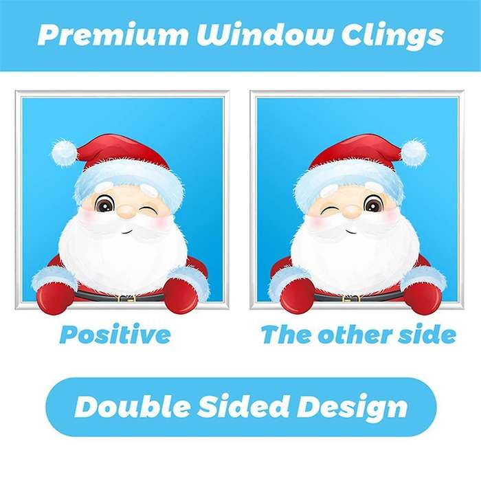 Christmas Snowflake Window Clings Stickers for Glass, Xmas Decals Decorations Holiday Snowflake Sant