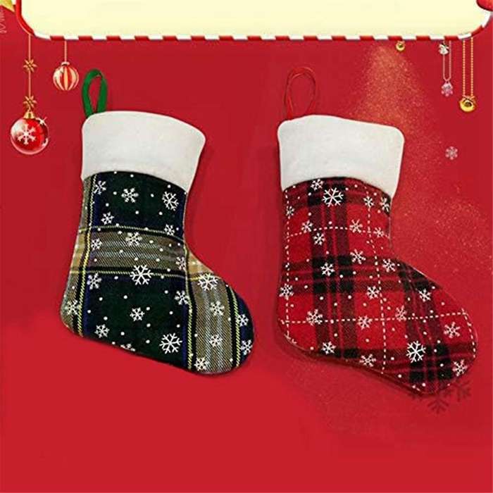 Christmas Stocking,Xmas Ornament- Snowflakes Printed Stand Hanger Kitchen Silverware Holder Knives P
