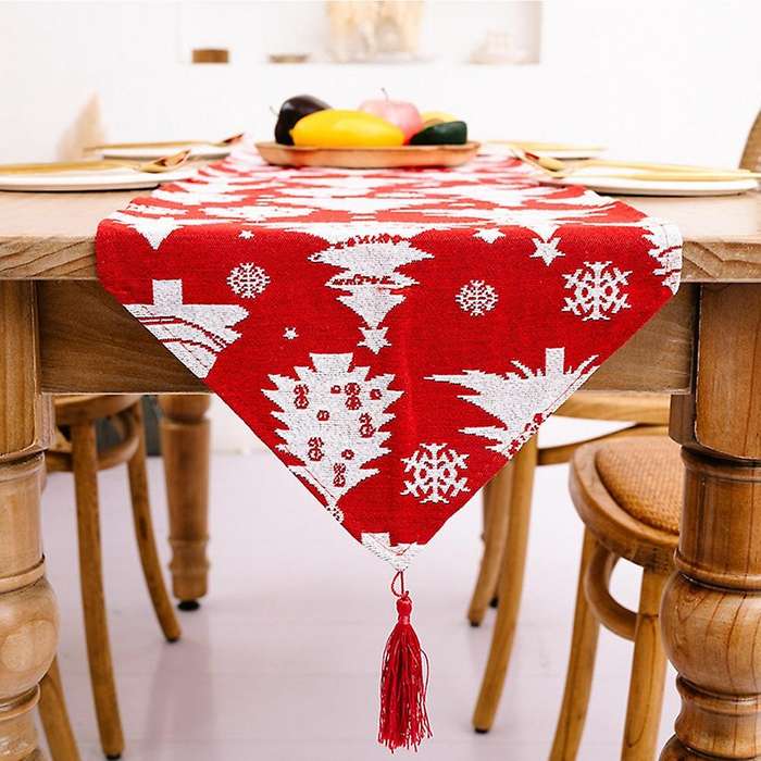 Christmas Table Runner - Holiday Table Runners for Dining Room, Snowflake Dining Cloth for Xmas Tabl