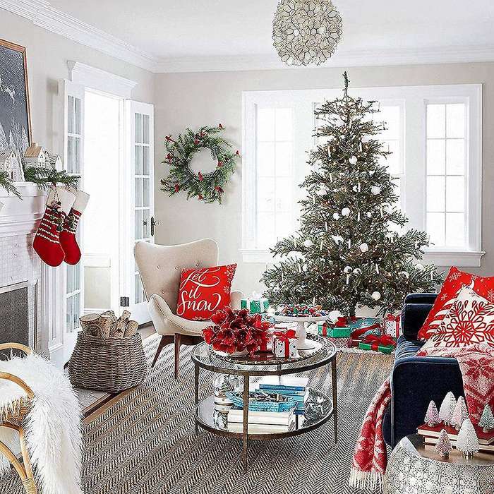Christmas Throw Pillow Covers 18X18 Set of 4, Farmhouse Holiday Throw Pillows for Couch Christmas De