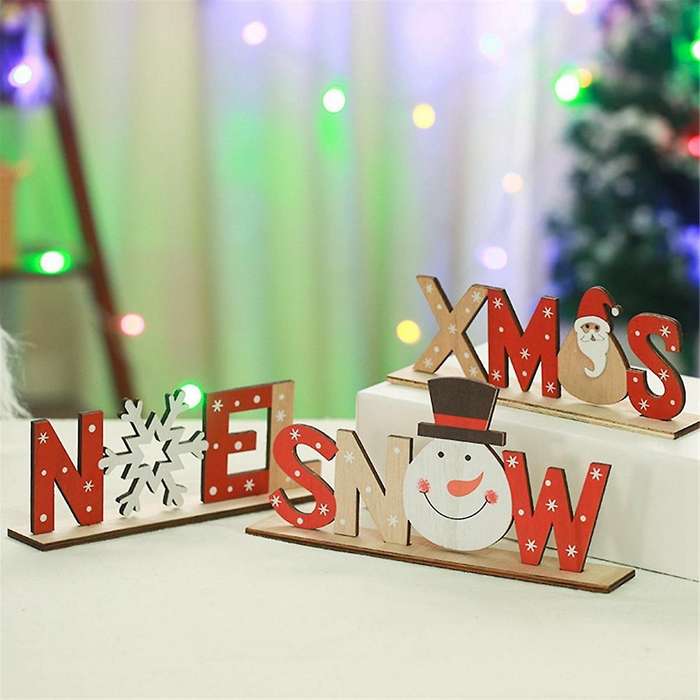 Christmas Wooden Letter Card Table Plaque Christmas -table Sign Wood Christmas Table Ornament