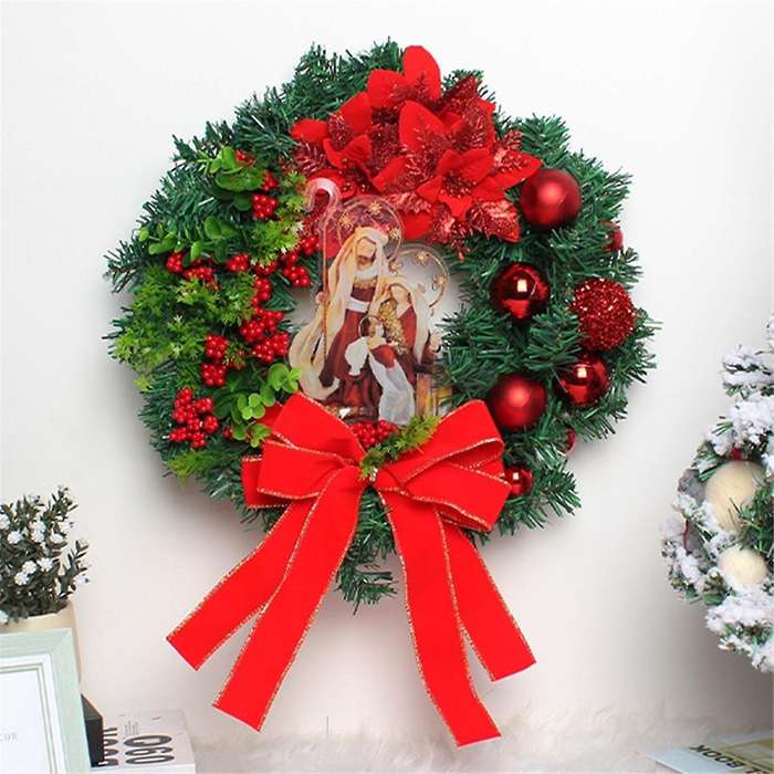 Christmas Wreath Artificial Hanging Decoration Front Door Wall Decoration Christmas Tree Garland