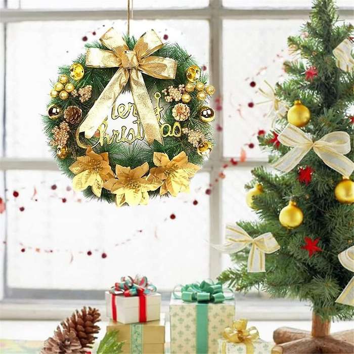 Christmas Wreaths for Front Door - Christmas Door Wreath Winter Artificial Christmas Garland Decorat