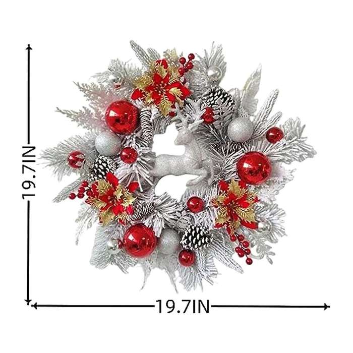 Christmas Wreath for Front Door Christmas Reindeer Wreath with Christmas Poinsettia Flower Christmas