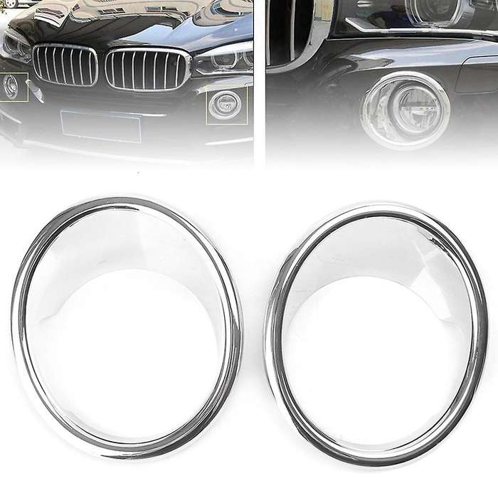 Chrome 2Pcs Plated Front Fog Light Lamp Cover Trim for X5 F15 2014-2018