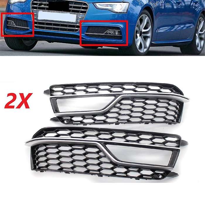 Chrome Car Front Bumper Mesh Fog Light Cover Honeycomb Grill Grille Cover for S5 A5 S-Lines 2013-20