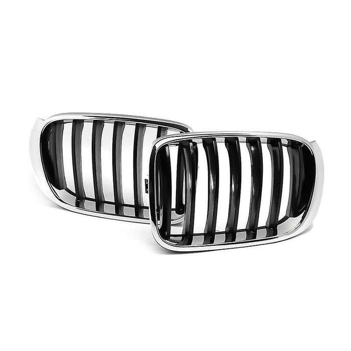 Chrome Front Bumper Dual Line Kidney Grill Grille for X3 F25 /X4 F26 2014 2015 2016 2017