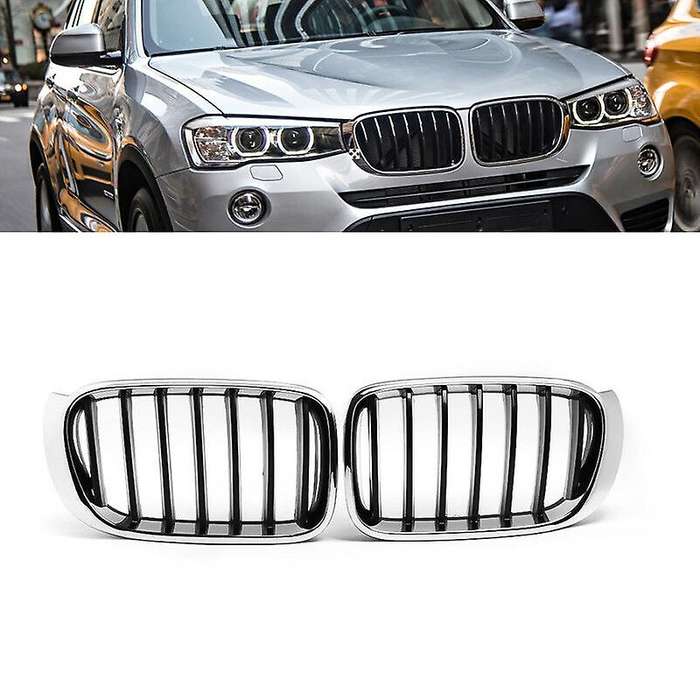 Chrome Front Bumper Dual Line Kidney Grill Grille for X3 F25 /X4 F26 2014 2015 2016 2017