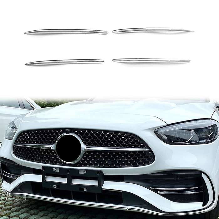 Chrome Front Bumper Lower Grille Frame Fog Light Cover Trim for C-Class W206 2021 2022 Wind Knife St