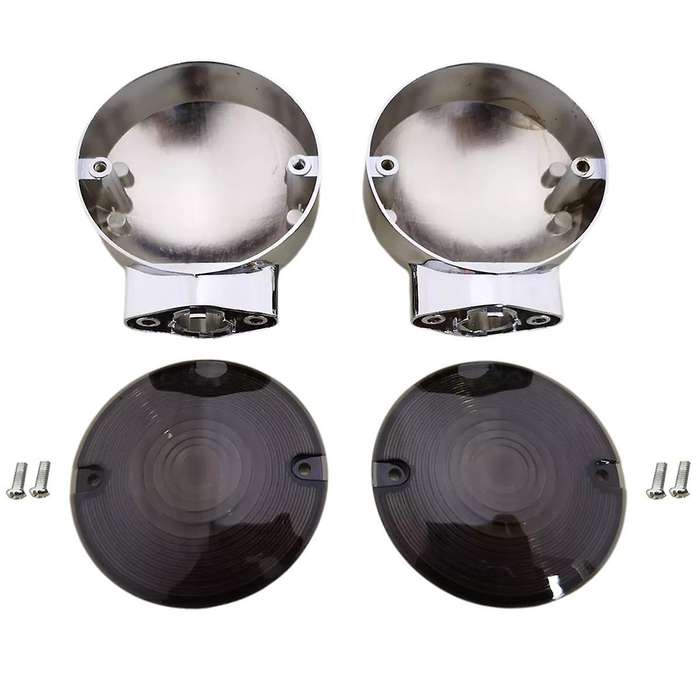 Chrome Turn Signal Housing W/ Smoke Lens Covers for Touring Glide