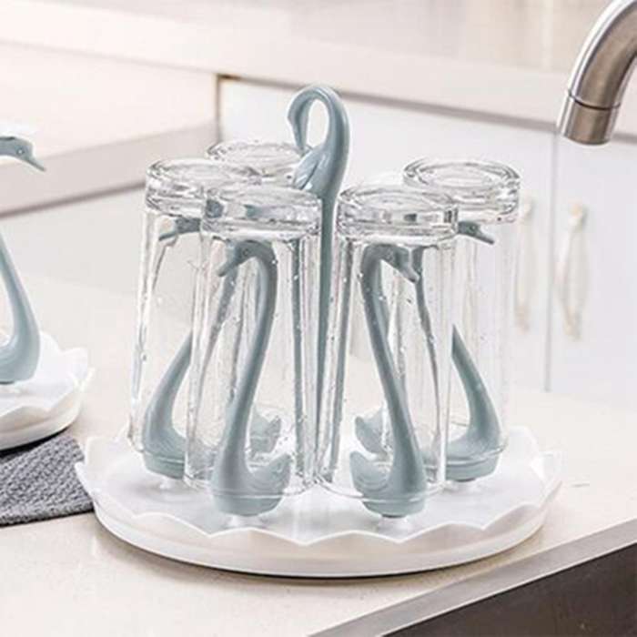 Circle Swan Drain Cup Holder Simple Storage Drain Household Shelf Plastic Cup Holder, Purple