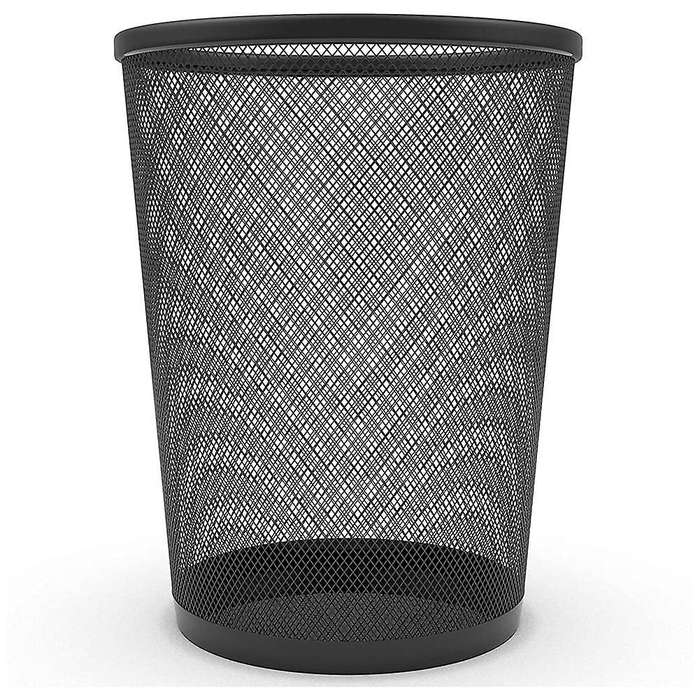 Circular Black Mesh Waste Waste Paper Bin Basket, Metal Trash Bin for Kitchen, Home Offices, Dorm R