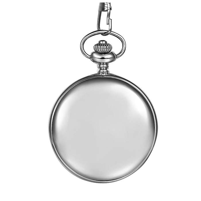 Classic Smooth Vintage Mens Pocket Watch Xmas Gift (Silver)